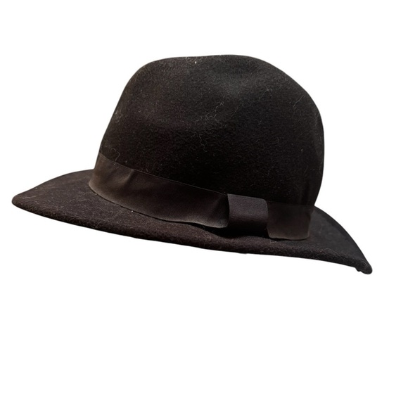 ♥️FEDORA H&M Women's Black Hat OS Rancher Western Cowgirl Felt Like Poly Panama - Picture 4 of 11